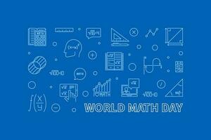 World Math Day concept vector outline horizontal banner - Math illustration