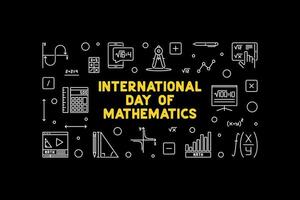 International Day of Mathematics - March 14 vector thin line horizontal banner