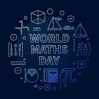 mundo matemáticas día concepto vector línea redondo azul bandera. matemáticas anual celebracion ilustración