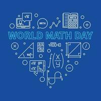 World Math Day concept vector outline heart-shaped banner - Math illustration