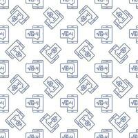 Smartphone with Square Root of 16 vector Math outline seamless pattern