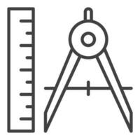 Ruler and Compass vector Maths Tools concept line icon or symbol