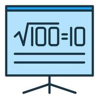 Square Root of 100 vector Math concept blue icon or sign