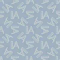 Ruler and Compass vector Maths Tools concept outline seamless pattern