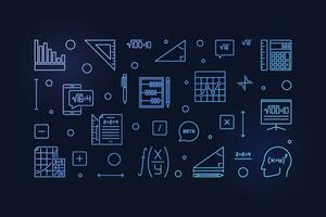 álgebra aprendizaje vector contorno azul horizontal bandera - Ciencias concepto ilustración en línea estilo