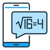 Square Root of 16 on Smartphone Screen vector Mathematics Science concept blue icon