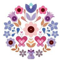 Round Shape Decorative Floral Design vector