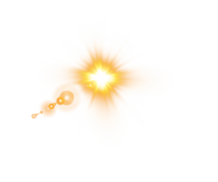 Gelb Sonne Strahlen mit Balken und Blendung isoliert auf transparent Hintergrund. Linse Fackel Licht Wirkung. png