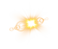 gul Sol strålar med balkar och lysa skarpt isolerat på transparent bakgrund. lins blossa ljus effekt. png