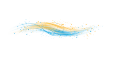 amarelo e azul Magia espirais com brilhos. amarelo e azul luz efeito. brilhar partículas com linhas. redemoinho efeito. png. png