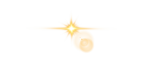 Gelb Sonne Strahlen mit Balken und Blendung isoliert auf transparent Hintergrund. Linse Fackel Licht Wirkung. png