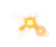 Gelb Sonne Strahlen mit Balken und Blendung isoliert auf transparent Hintergrund. Linse Fackel Licht Wirkung. png