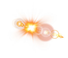 Gelb Sonne Strahlen mit Balken und Blendung isoliert auf transparent Hintergrund. Linse Fackel Licht Wirkung. png