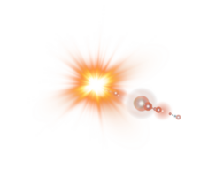 Gelb Sonne Strahlen mit Balken und Blendung isoliert auf transparent Hintergrund. Linse Fackel Licht Wirkung. png