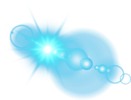 Blue Sun rays with beams and glare isolated on transparent background. Lens flare light effect. png