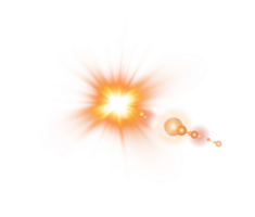 Gelb Sonne Strahlen mit Balken und Blendung isoliert auf transparent Hintergrund. Linse Fackel Licht Wirkung. png