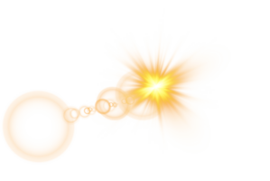 Yellow Sun rays with beams and glare isolated on transparent background. Lens flare light effect. png