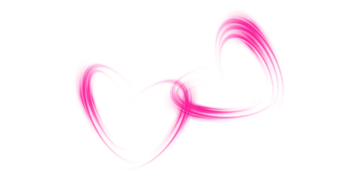 Abstract pink light lines of movement and speed in the shape of two hearts. Glow light effect. png