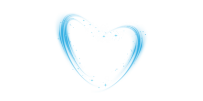 Abstract blue light lines of movement and speed in the shape of heart. Glow light effect. png