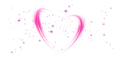 Abstract pink light lines of movement and speed in the shape of heart. Glow light effect. png