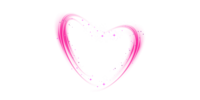 Abstract pink light lines of movement and speed in the shape of heart. Glow light effect. png