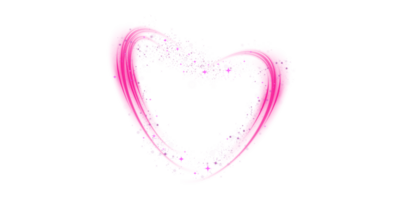 Abstract pink light lines of movement and speed in the shape of heart. Glow light effect. png