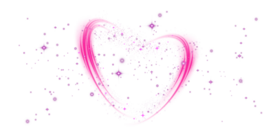 Abstract pink light lines of movement and speed in the shape of heart. Glow light effect. png