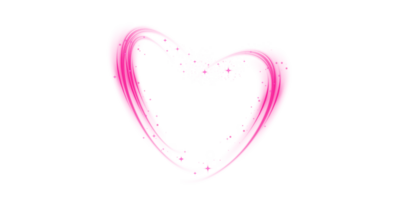 Abstract pink light lines of movement and speed in the shape of heart. Glow light effect. png