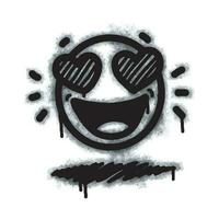 Spray Painted Graffiti smiling enchanted emoticon face isolated on white background. vector illustration.