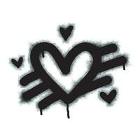 rocíe el signo del corazón de graffiti pintado en negro sobre blanco. símbolo de gota de corazón de amor. Aislado en un fondo blanco. ilustración vectorial vector