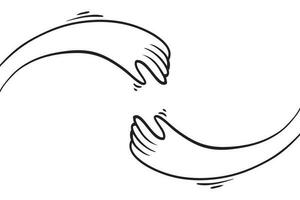 hand drawn doodle hand with hug gesture vector illustration