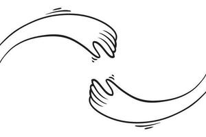 hand drawn doodle hand with hug gesture vector illustration