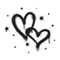 rocíe el signo del corazón de graffiti pintado en negro sobre blanco. símbolo de gota de corazón de amor. Aislado en un fondo blanco. ilustración vectorial vector