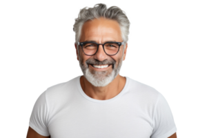 Smiling older man portrait. Illustration AI Generative png
