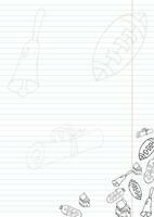 blank sheet of notebook with school doodles vector