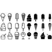 Ice cream vector icons set. Waffle cone illustration sign collection. Ice lolly symbol. Frozen juice logo.