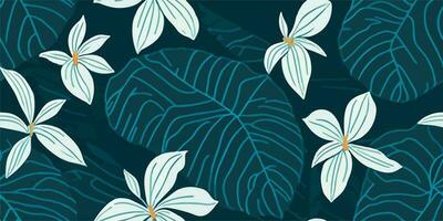 Coastal Escape. Embracing the Serenity of Frangipani Flowers in Summer Patterns vector