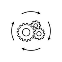 Workflow process icon in flat style. Gear cog wheel with arrows vector illustration on white isolated background.  Workflow business concept.