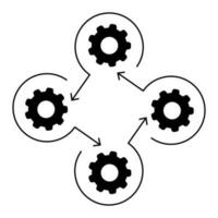 Workflow process icon in flat style. Gear cog wheel with arrows vector illustration on white isolated background.  Workflow business concept.