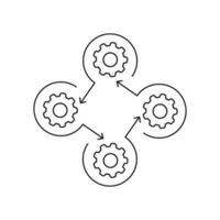 Workflow process icon in flat style. Gear cog wheel with arrows vector illustration on white isolated background.  Workflow business concept.