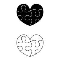 Set of black and white puzzle pieces isolated on white background. Vector illustration.