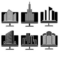 arquitecto icono vector colocar. diseño ilustración firmar recopilación. rascacielos símbolo.