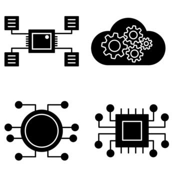 algoritmo icono vector colocar. api ilustración firmar recopilación. programación símbolo.