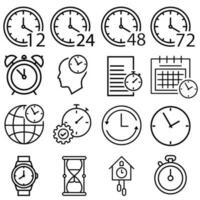 hora icono vector colocar. reloj ilustración firmar recopilación. alarma reloj símbolo.