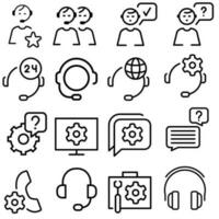 Technical support vector icon set. operator illustration sign collection. online symbol.