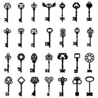 Vintage key icon vector set. antiques illustration sign collection. old symbol.