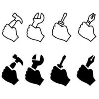 conjunto de vectores de iconos de reparación. colección de signos de ilustración de herramienta. símbolo del centro de servicio.