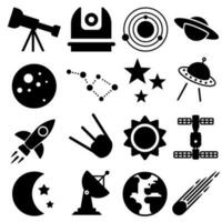 astronomía íconos vector colocar. espacio ilustración símbolo recopilación.