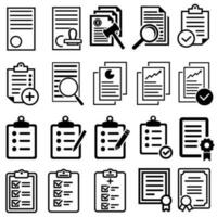 Document vector icon set. contract illustration symbol collection. application or Certificate sign.