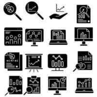 negocio analítica icono vector colocar. datos análisis ilustración firmar recopilación. datos Ciencias símbolo. lucro grafico logo.